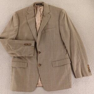 Ralph Lauren Jacket M 40R Brown Blue Houndstooth Gun Check Blazer Sport Coat